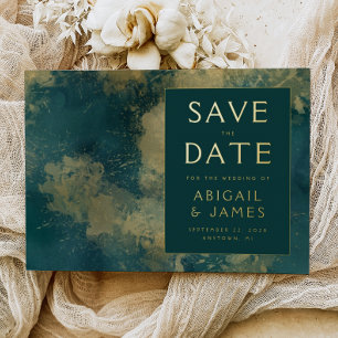 Peinture Abstraite Carte de Mariage Teal Or Enregi