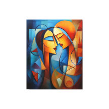 Peinture Abstraite colorée Couple mur de toile Art