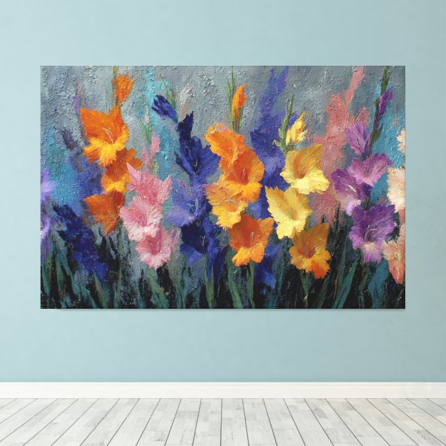 Peinture Abstraite de Glaïeuls Vifs Art Mural (Insitu (Plancher de Bois))