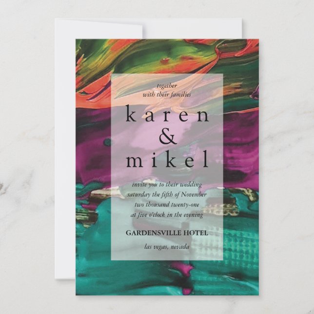 Peinture Abstraite Faire-part de mariage acrylique (Devant)