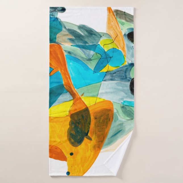  Peinture abstraite sur papier aux couleurs vives, (Serviette de bain)