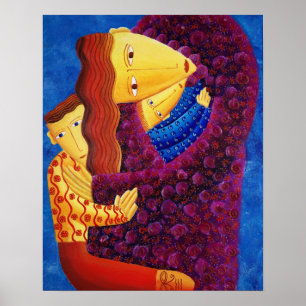 Peinture acrylique de mère et fils Impression d'ar