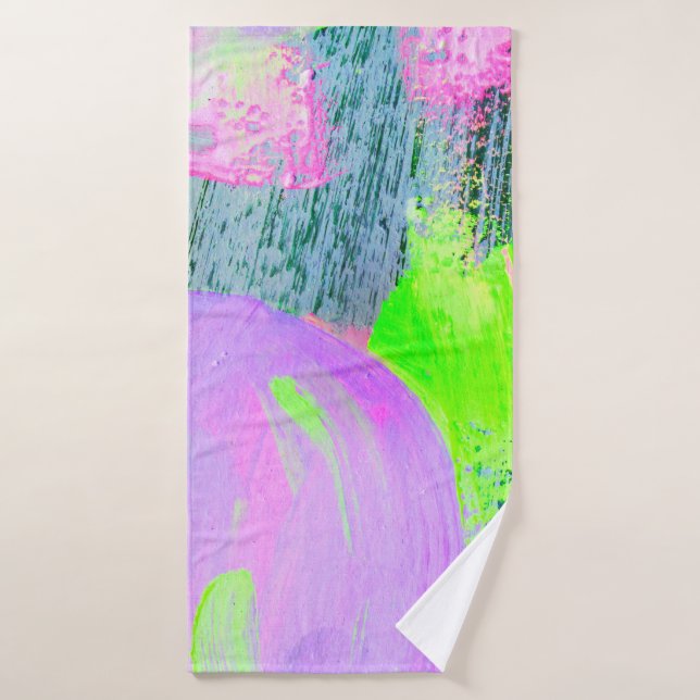 peinture acrylique dessinée à la main par un arriè (Serviette de bain)