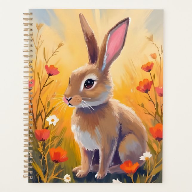 Peinture Animale de Lapin Brun Floral de Champ (Devant)