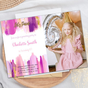 Peinture Anniversaire Invitation Violet avec photo