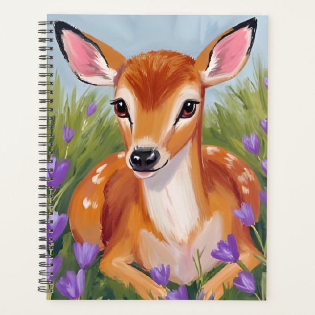 Peinture aquarelle animal faon de cerf bébé (Devant)