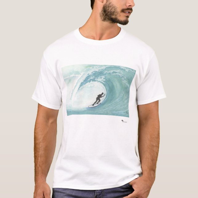 Peinture aquarelle unique d'un T-shirt Surfer (Devant)