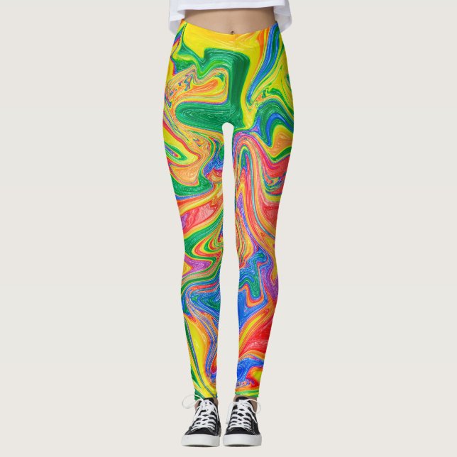 Peinture arc-en-ciel Dépouillages Leggings (Devant)