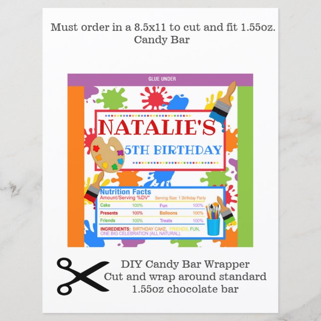 Peinture Art Party Chocolate Bar Wrapper (Devant)
