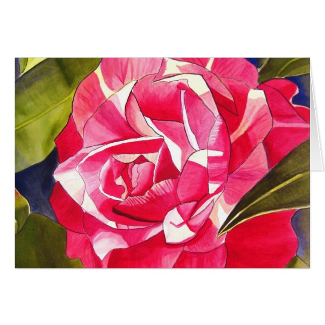 Peinture artistique de fleur de camélia rose à l'a (Devant horizontal)
