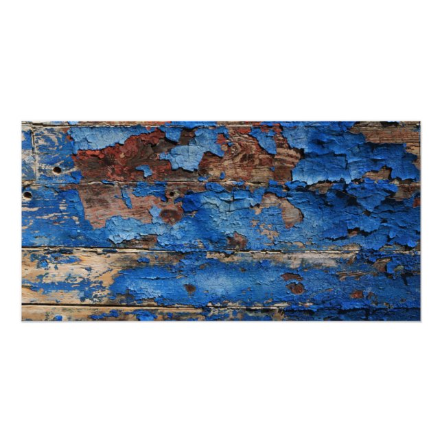 Peinture bleue écaillage d'une vieille affiche de  (Devant)
