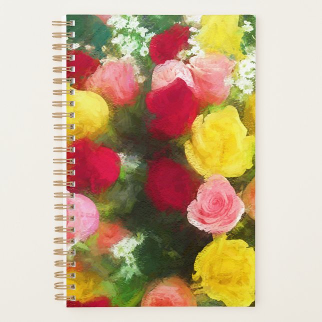 Peinture Bouquet Rose - Jolie Art Fleur Originale (Devant)
