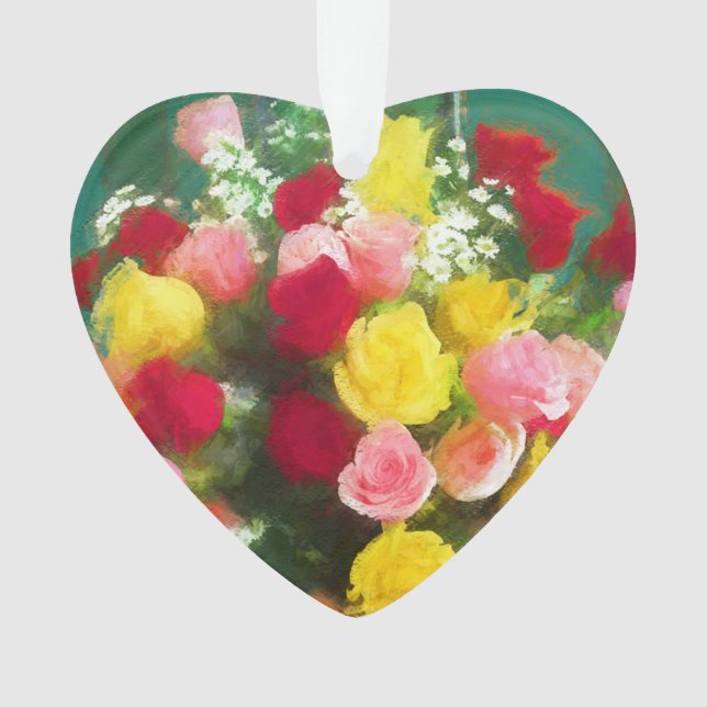 Peinture Bouquet Rose - Jolie Art Fleur Originale (devant)