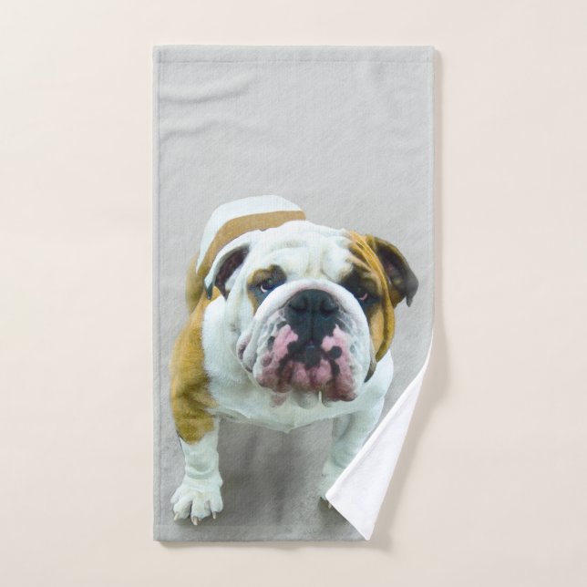 Peinture Bulldog - Joli Art Original de Chien (Serviette à main)