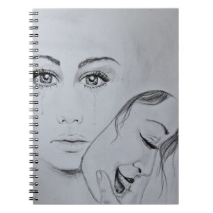 Peinture Carnet de masques joyeux et triste
