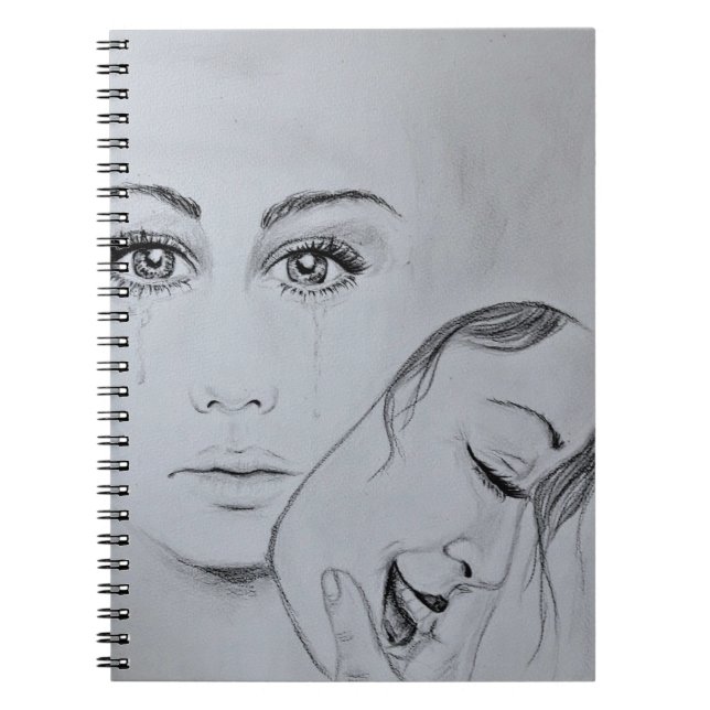 Peinture Carnet de masques joyeux et triste (Devant)