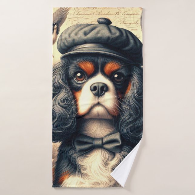 Peinture Cavalier King Charles Spaniel (Serviette de bain)