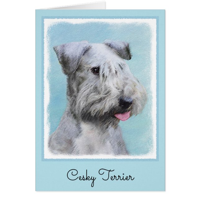 Peinture Cesky Terrier - Cute Original Chien Art (Devant)