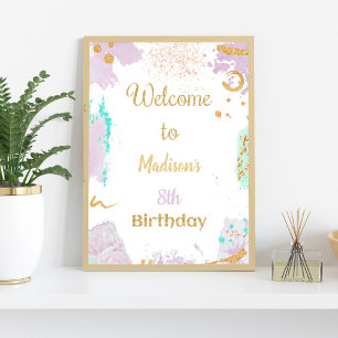 Peinture colorée Affiche de bienvenue d'anniversai