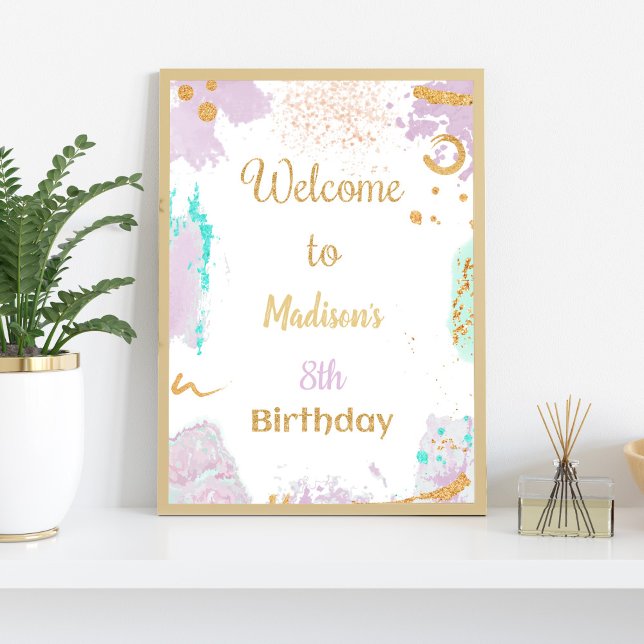 Peinture colorée Affiche de bienvenue d'anniversai (Paint Birthday Welcome Signs)