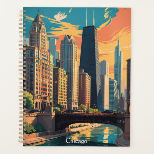 Peinture colorée vintage de la skyline de Chicago