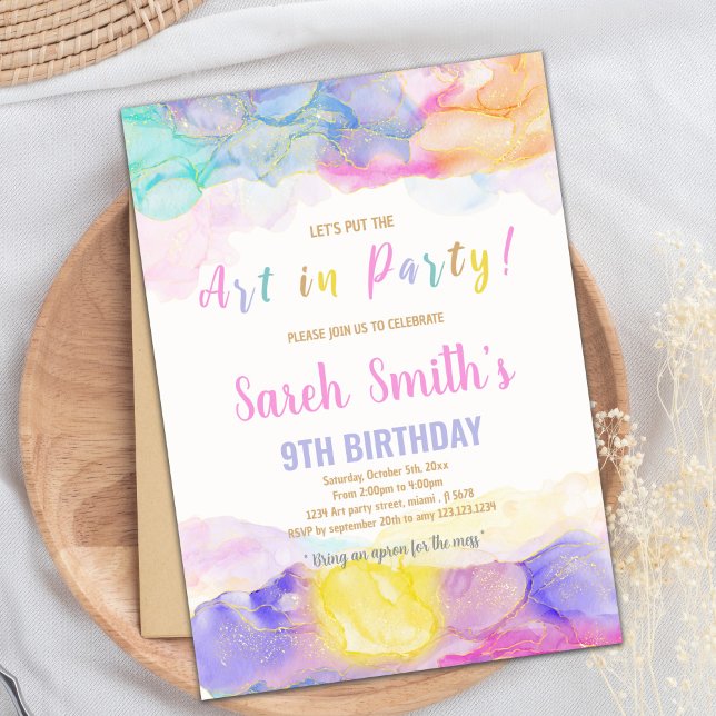 Peinture couleur arc-en-ciel Invitation Anniversai (Rainbow Color Paint Birthday Invitations)