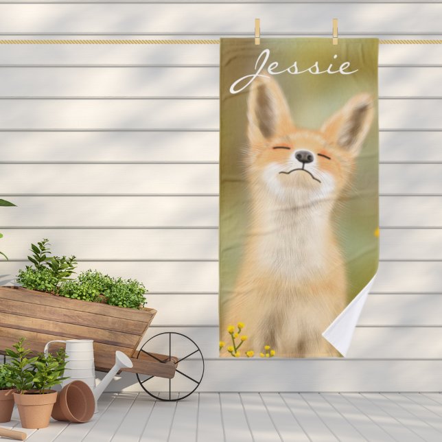 Peinture d’un mignon petit renard Bath Towel (Créateur téléchargé)