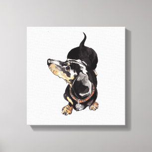 peinture dachshund sur toile étirée
