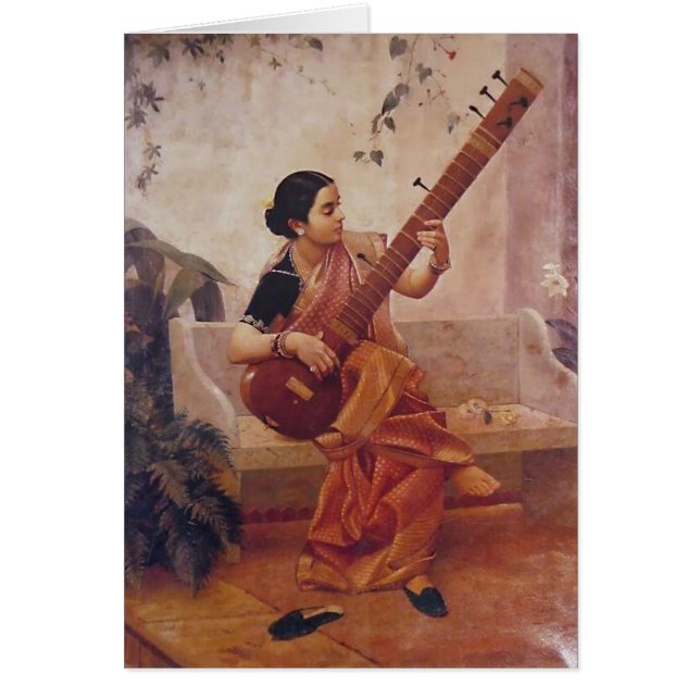 Peinture-Dame With de Ravi Varma les sitarThis (Devant)