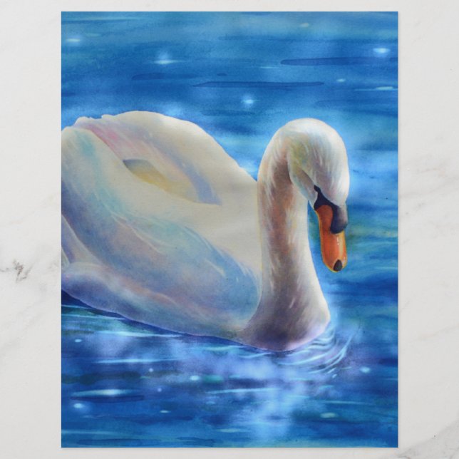 Peinture d'aquarelle blanche pour cygne (Devant)