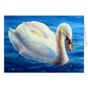 Peinture d'aquarelle de cygne blanc, sauvagine, oi