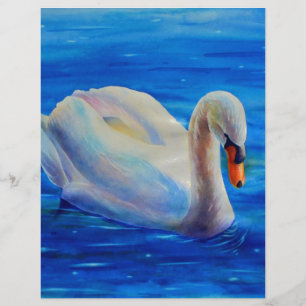 Peinture d'aquarelle de cygne blanc, sauvagine, oi