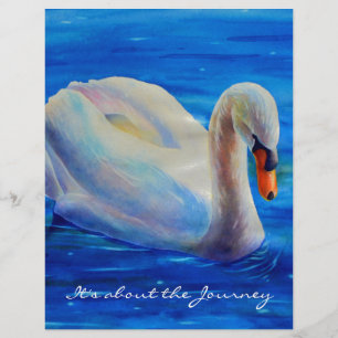 Peinture d'aquarelle de cygne blanc, sur le voyage
