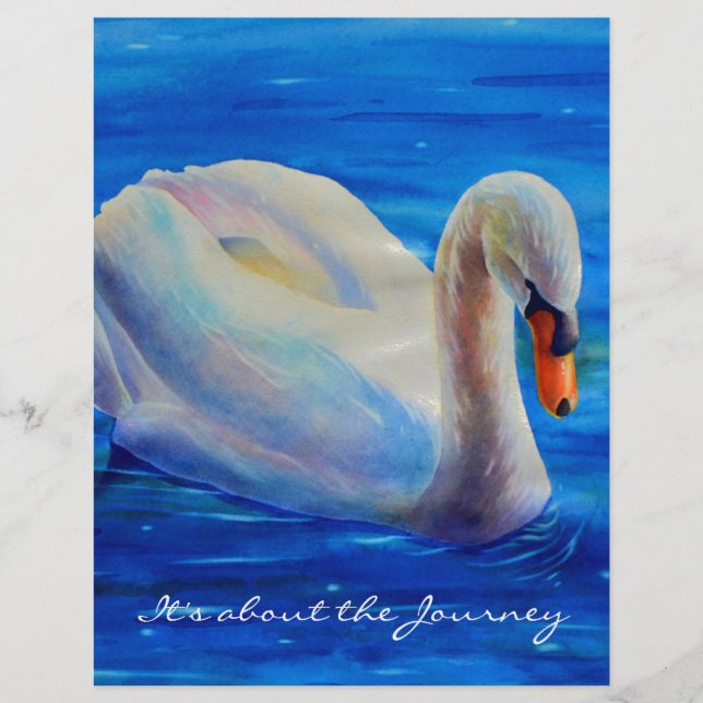 Peinture d'aquarelle de cygne blanc, sur le voyage (Devant)