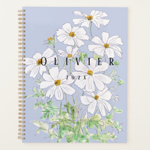 Peinture d'aquarelle de fleurs cosmos blanches