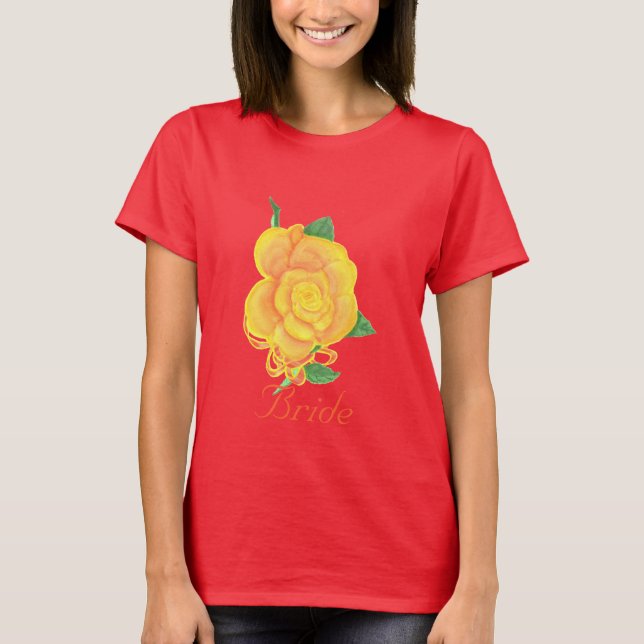 Peinture d'aquarelle Rose orange, t-shirts mariés (Devant)