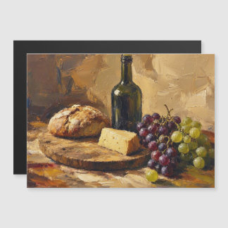 Peinture d'art abstrait Pain Fromage Raisins Vin
