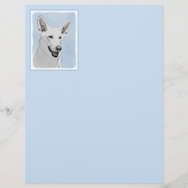 Peinture de berger blanc - jolie art original de c (Devant)