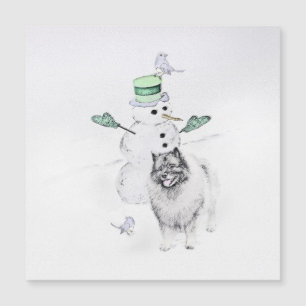 Peinture de bonhomme de neige de Noël Keeshond Art