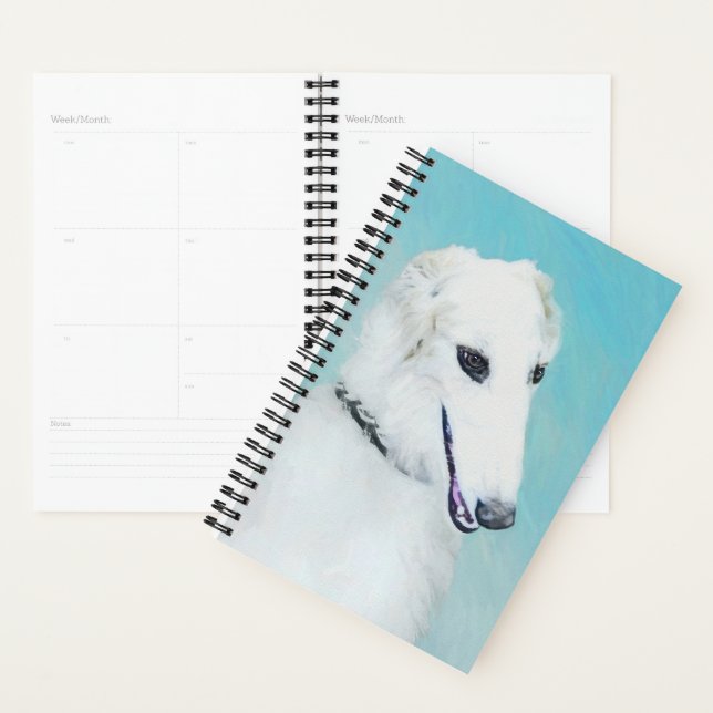 Peinture de Borzoi (Blanc) - Joli Chien d'origine (Devant avec enveloppe)
