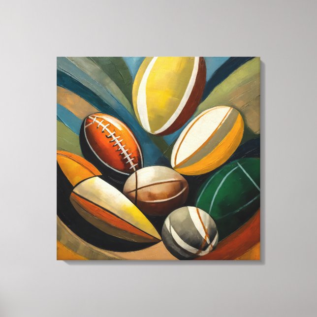 Peinture de boules de rugby - Impression de toile  (Recto)