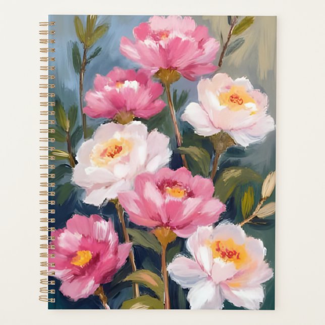 Peinture de bouquet de fleurs de pivoines roses (Devant)