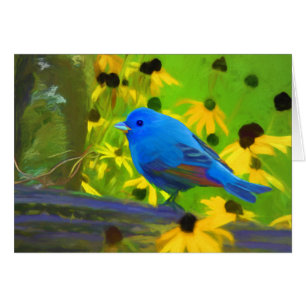 Peinture de Bunting Indigo - Art original pour ois