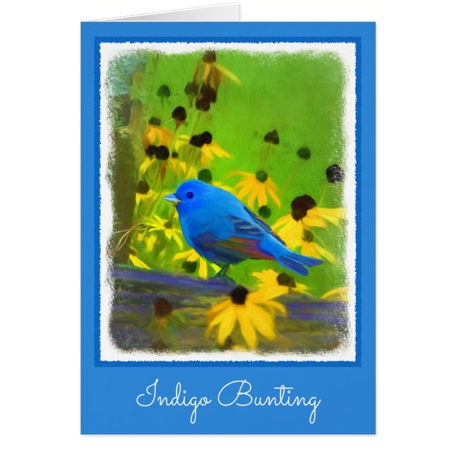Peinture de Bunting Indigo - Art original pour ois (Devant)