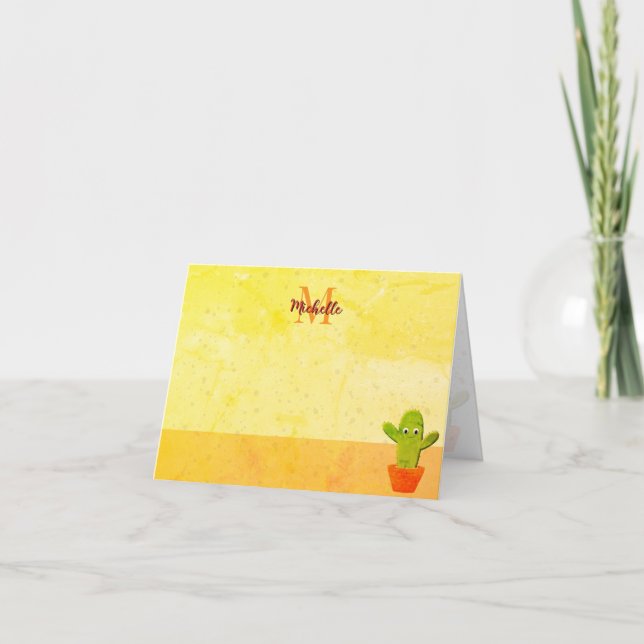 Peinture de cactus en monogramme de dessin animé m (Devant)