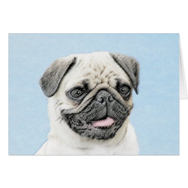 Peinture de carlin - Joli art original de chien (Devant horizontal)