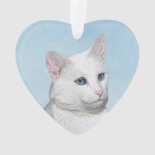 Peinture de chat blanc - Cute Original Cat Art