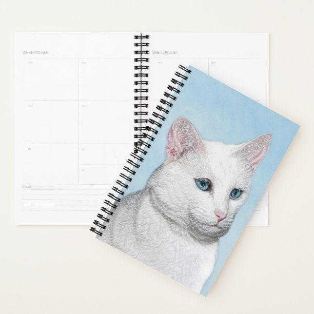 Peinture de chat blanc - Cute Original Cat Art (Devant avec enveloppe)
