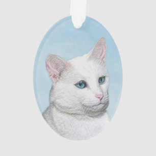 Peinture de chat blanc - Cute Original Cat Art