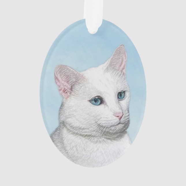 Peinture de chat blanc - Cute Original Cat Art (dos)